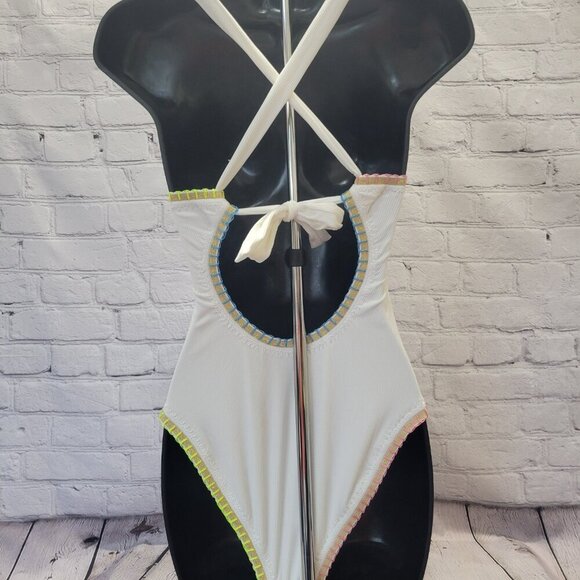 Ferrarini x PQ PQ Crochet-Trim One-Piece Swimsuit- White - Picture 7 of 9